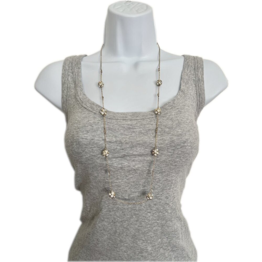 Abercrombie and Fitch Gold Chain Necklace with Rhinestones and Glass Beads